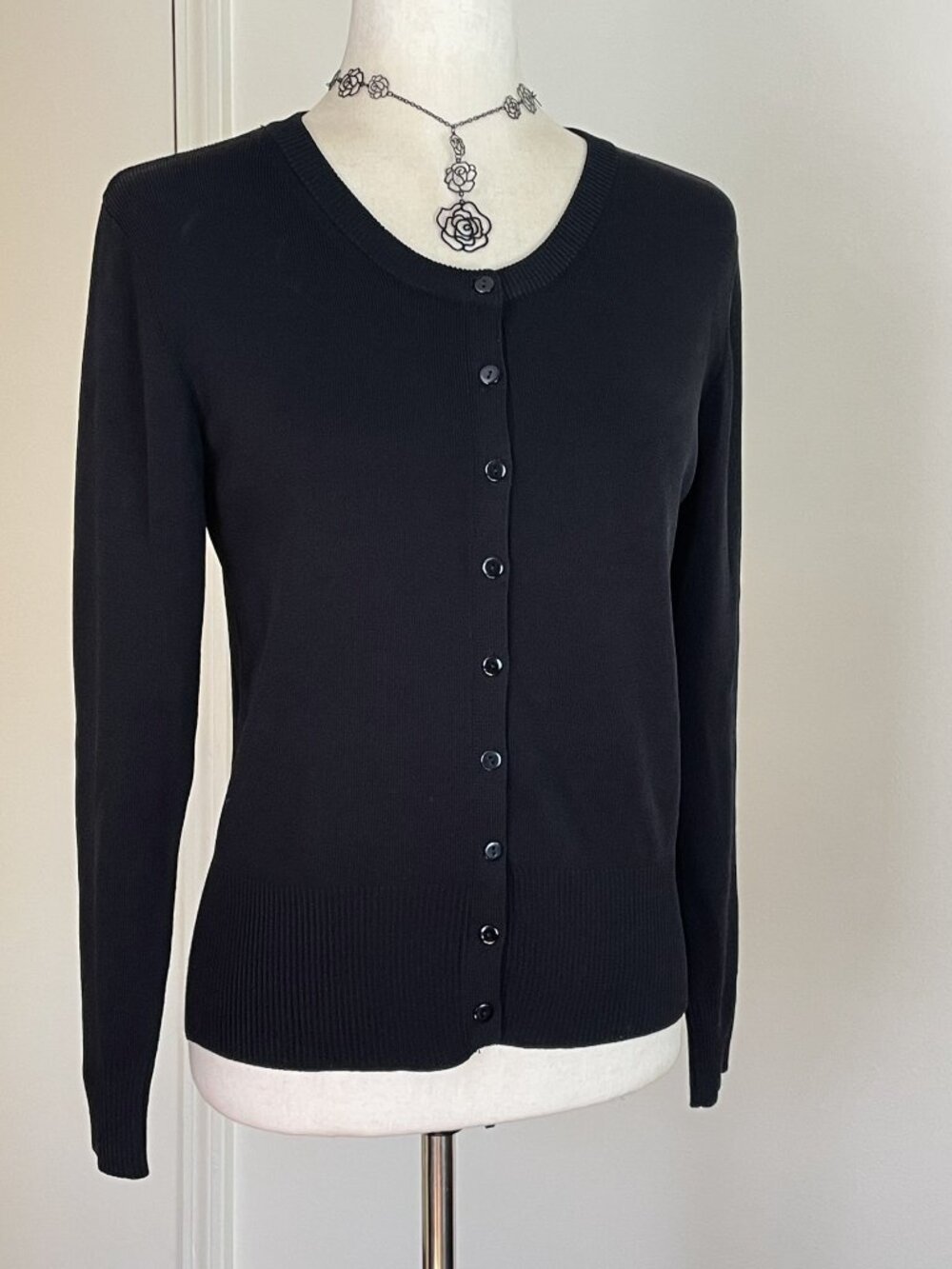 90s Vintage Black Knit Cardigan